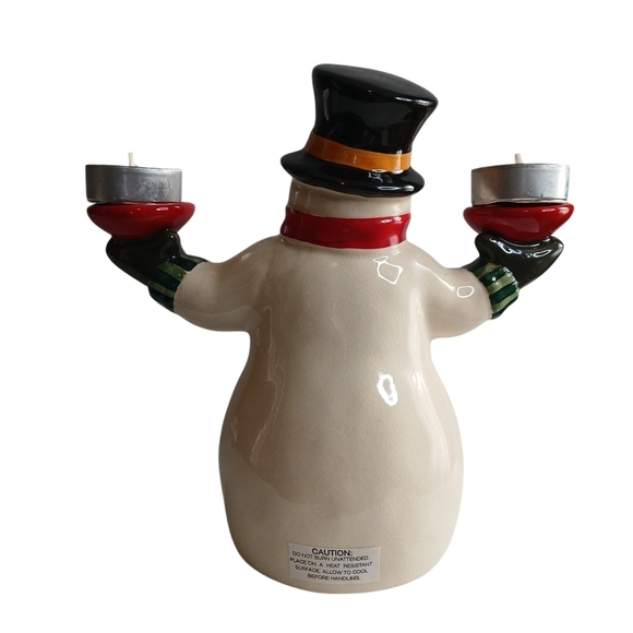 Vintage Russ Berrie Christmas Snowman Double Candle Holder w/ Candles - Picture 11 of 12